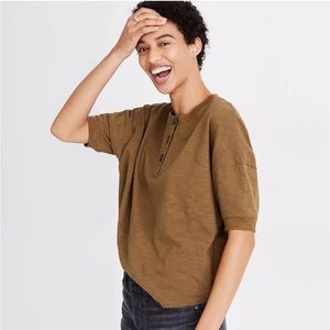 Madewell Raw Edge Henley Tee M / olive